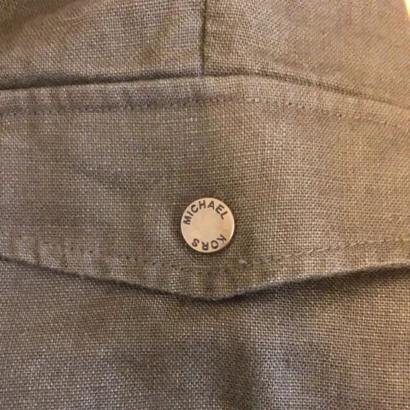 Michael Kors olive green 100% linen utility style shorts Sz 10 😍 - Picture 4 of 10